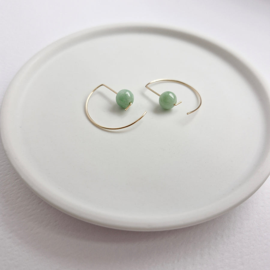 Halfmoon Earrings / Green Jade