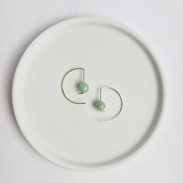 Halfmoon Earrings / Green Jade