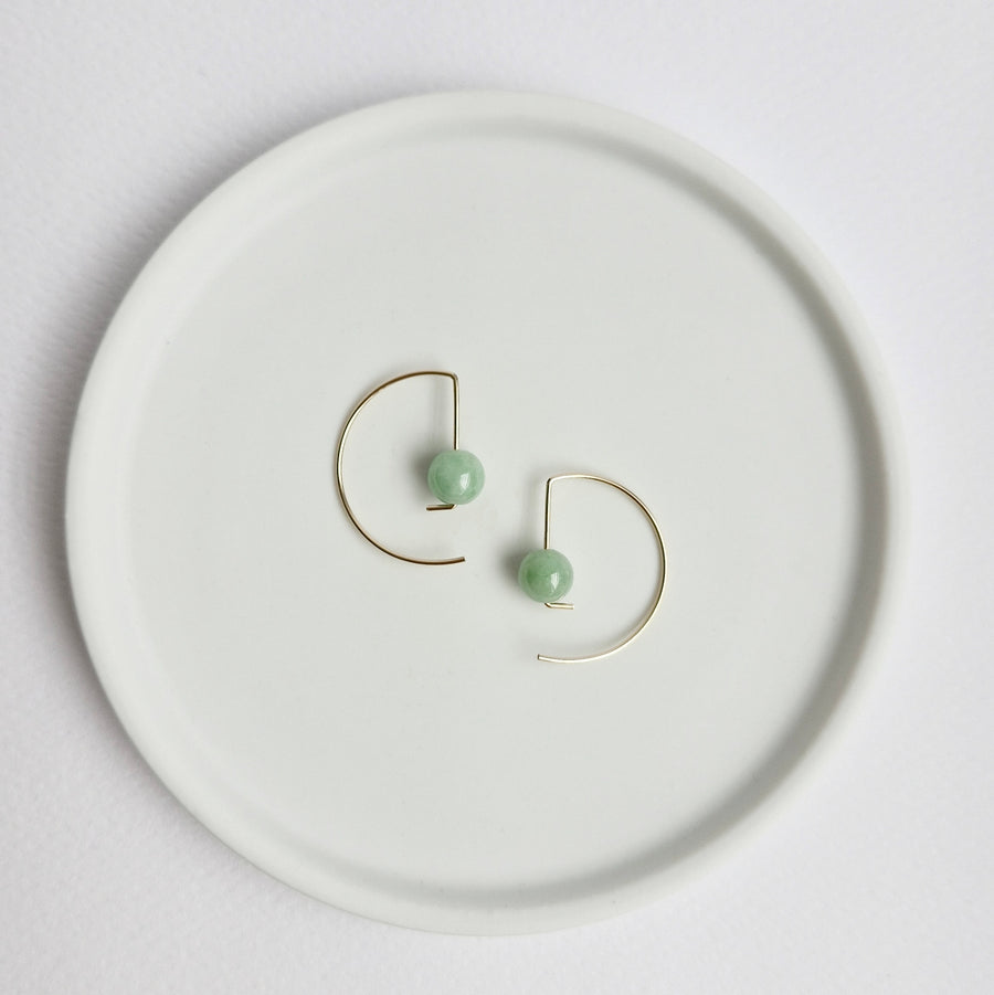 Halfmoon Earrings / Green Jade