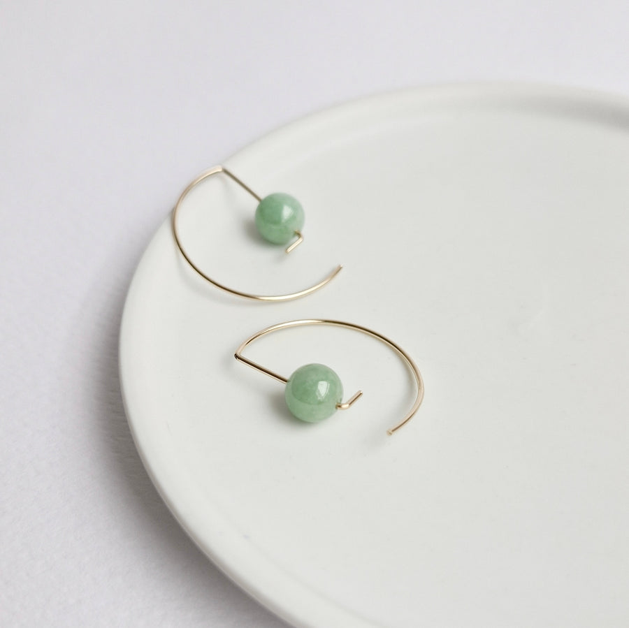 Halfmoon Earrings / Green Jade