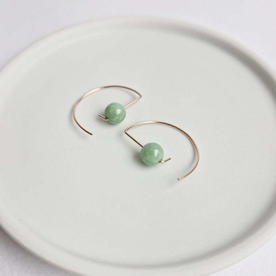 Halfmoon Earrings / Green Jade