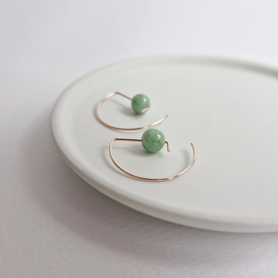 Halfmoon Earrings / Green Jade