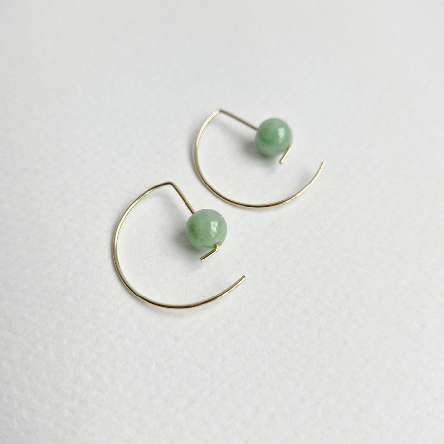 Halfmoon Earrings / Green Jade