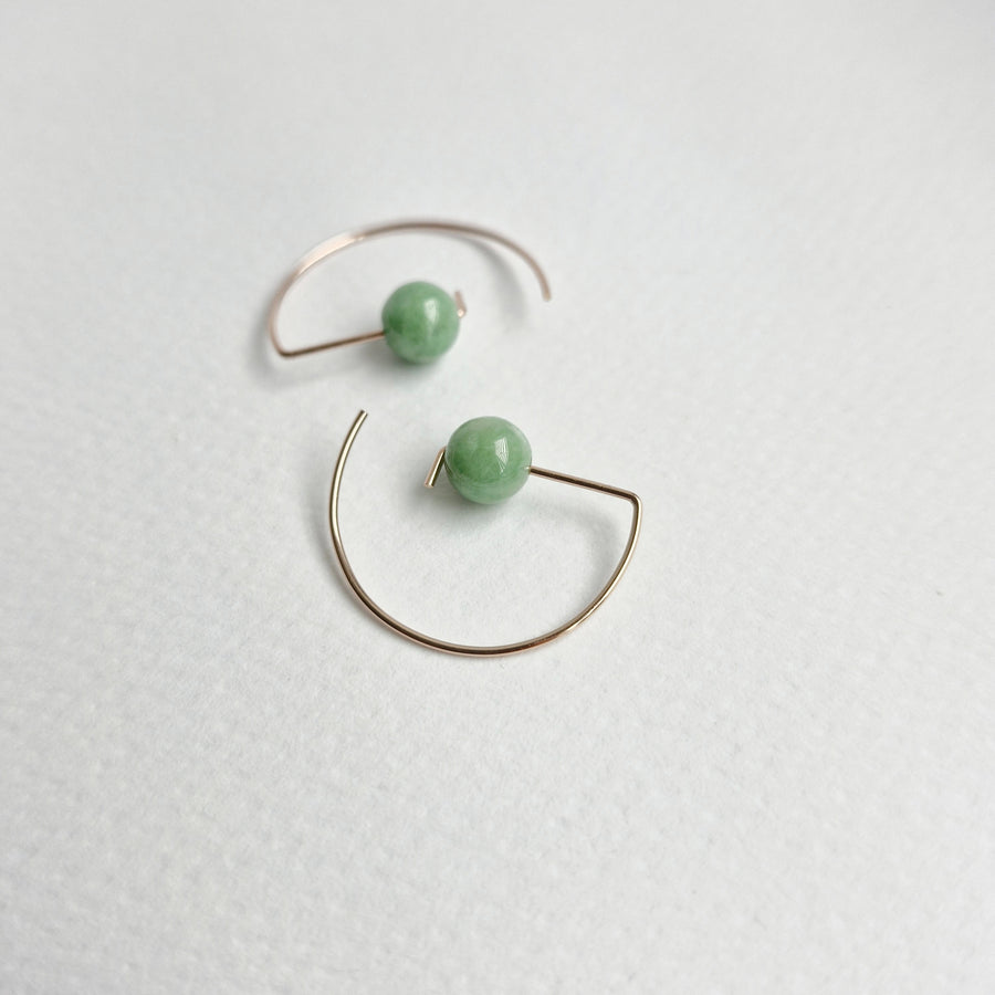 Halfmoon Earrings / Green Jade