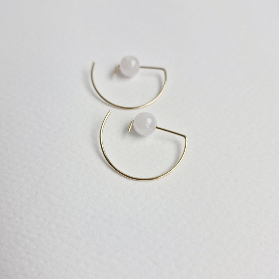 Halfmoon Earrings / White Jade