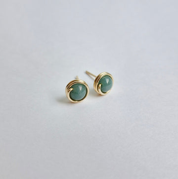 Green Jade Earstuds (Medium) / 14k Gold-filled