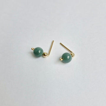 Green Jade Climber Earstuds / 14k Gold-filled