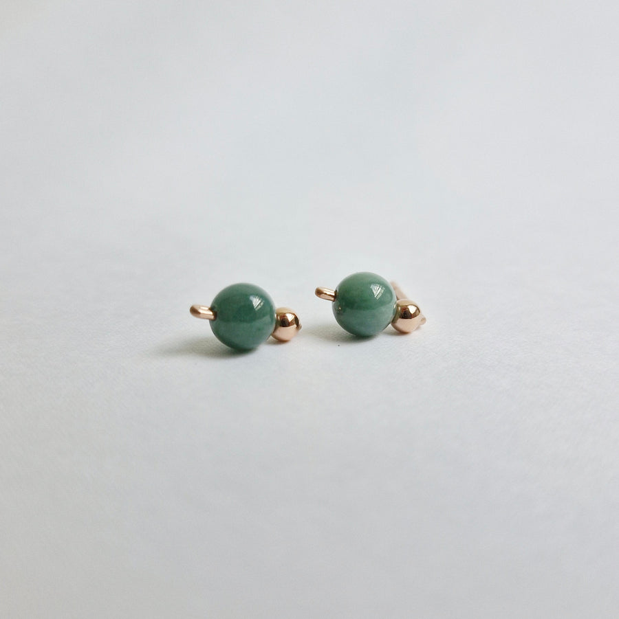 Green Jade Climber Earstuds / 14k Gold-filled