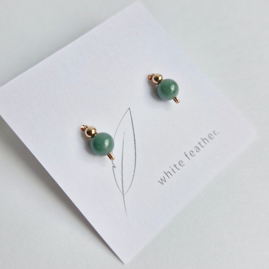 Green Jade Climber Earstuds / 14k Gold-filled