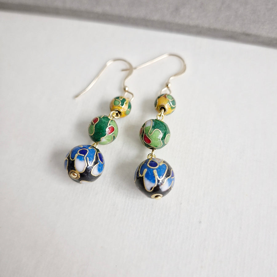 Aetheria Earrings (BkGY) / Cloisonne