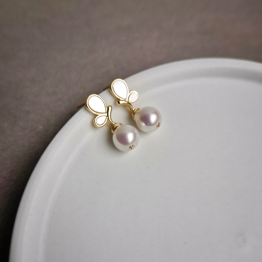 Butterfly Pearl Earrings | 18k Gold-plated