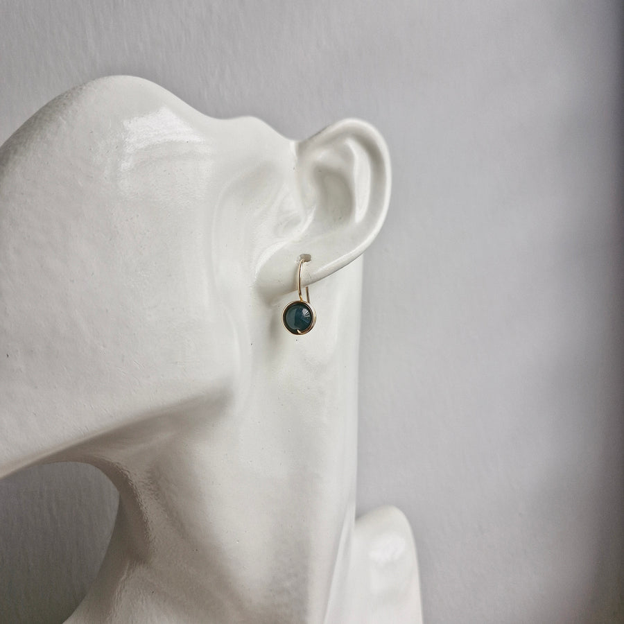 Dark Green Jade Wrapped Drop Earrings / 14k Gold-filled