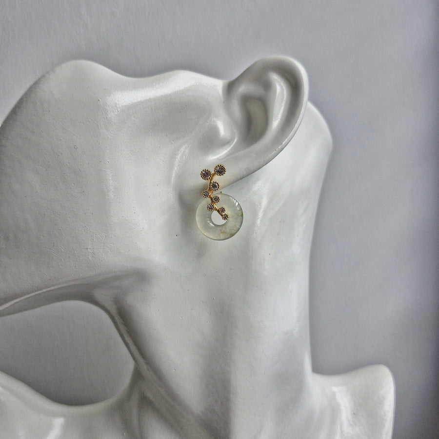 Dandelion Jade Earrings / 18k Gold-plate