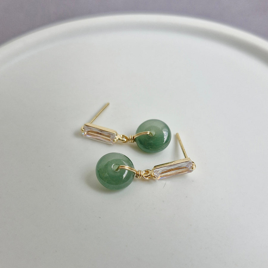 Blue Jade Donut Earrings / 18k Gold-plate