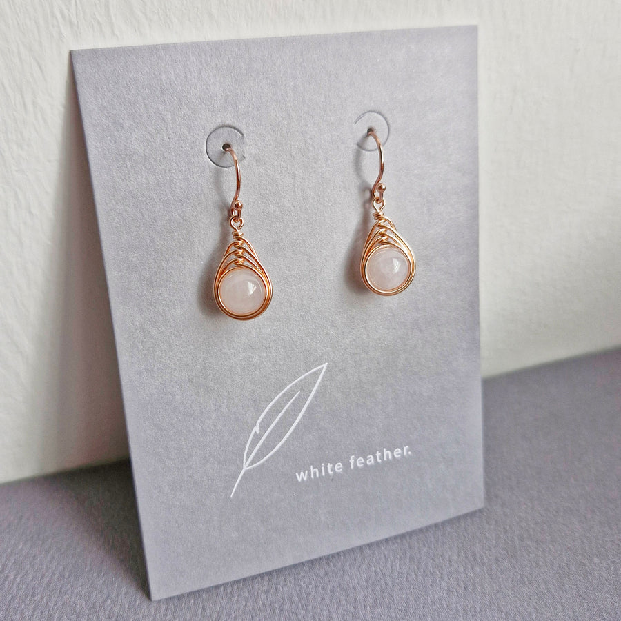 Herringbone Wirewrapped Jade Earrings / 14k Gold-filled
