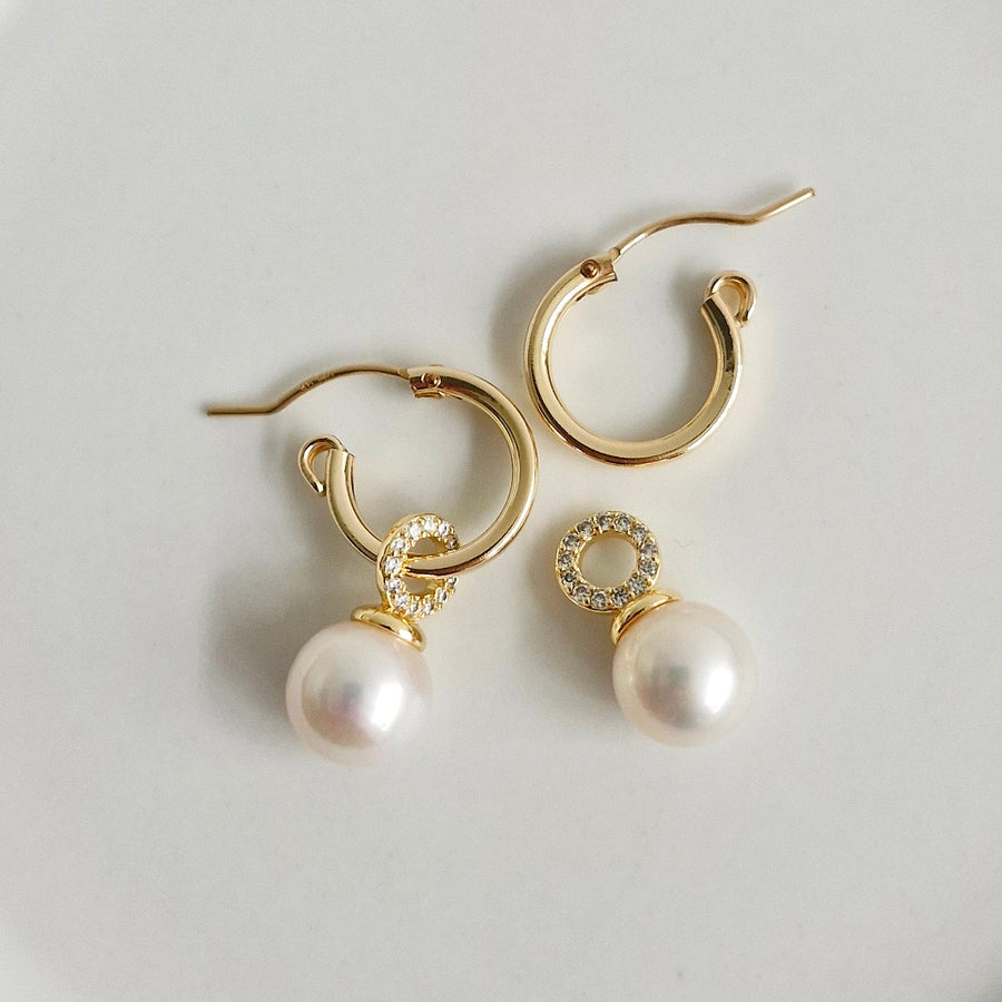 Freshwater Pearl Hoop Earrings / 14k Gold-filled Hoops