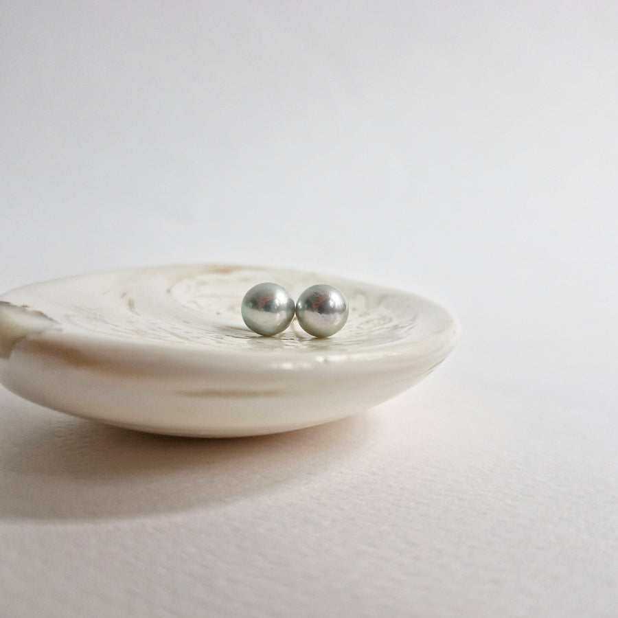 Akoya Pearl Earstuds #15 (Silver Grey/Blue Overtone) / 14k Gold-filled