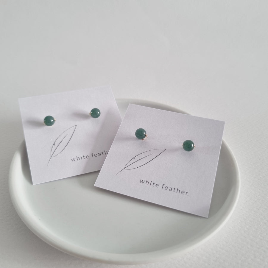 Blue Jade Earstuds 5mm (Basic) / 14k Gold-filled