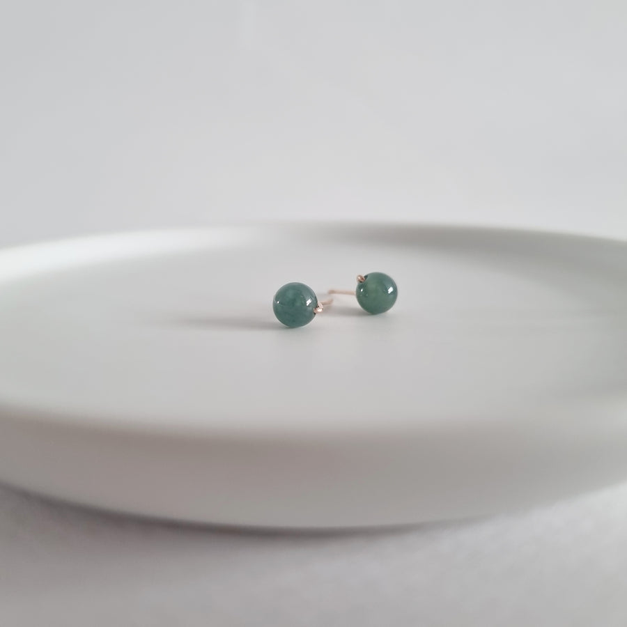 Blue Jade Earstuds 5mm (Basic) / 14k Gold-filled