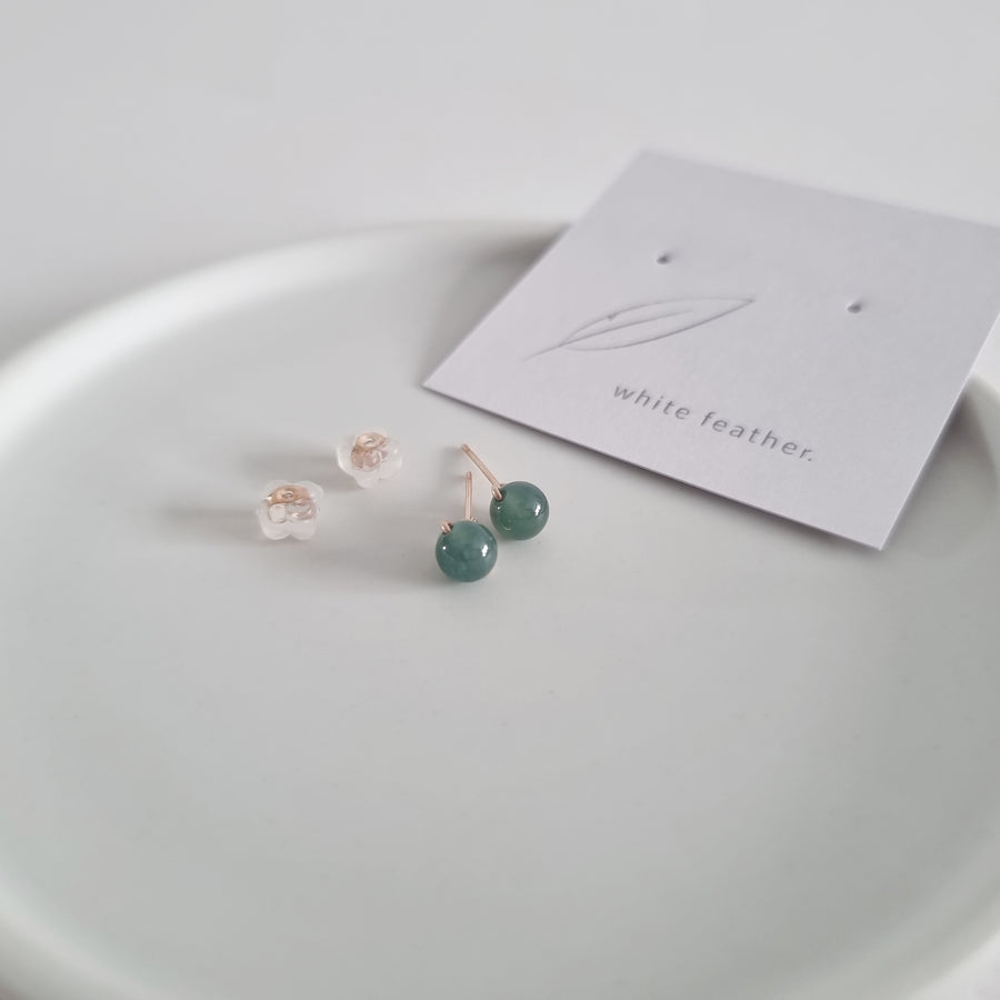 Blue Jade Earstuds 5mm (Basic) / 14k Gold-filled