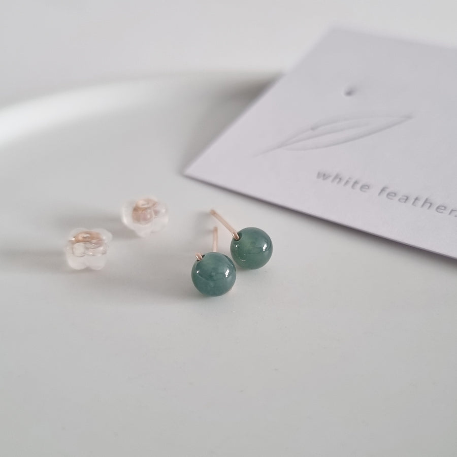 Blue Jade Earstuds 5mm (Basic) / 14k Gold-filled