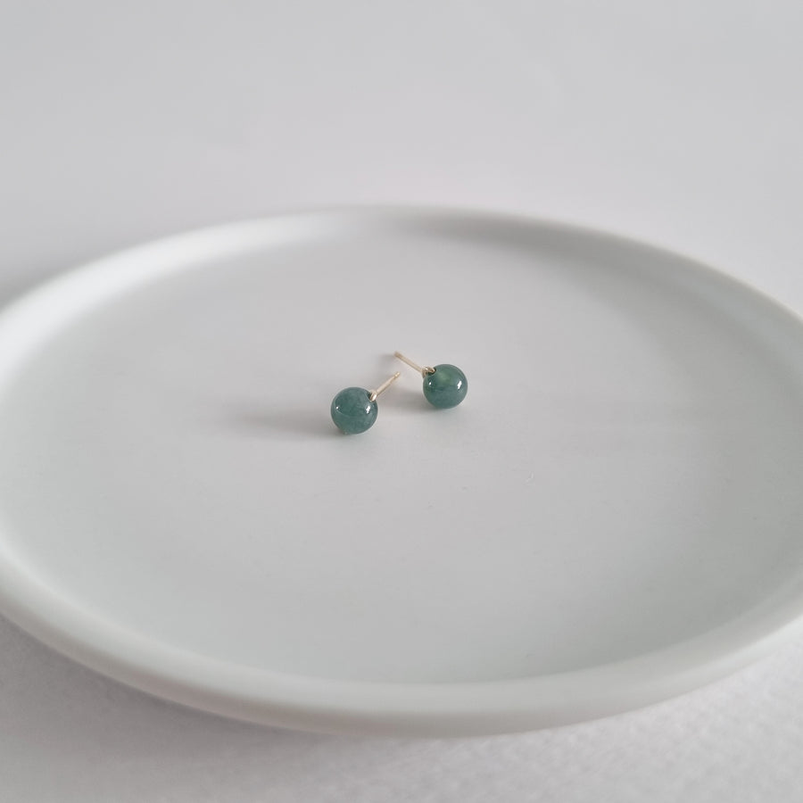 Blue Jade Earstuds 5mm (Basic) / 14k Gold-filled