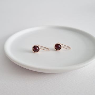 Red Garnet Wrapped Drop Earrings (Medium) / 14k Gold-filled