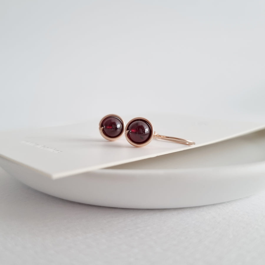 Red Garnet Wrapped Drop Earrings (Medium) / 14k Gold-filled