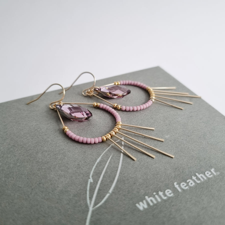 Laine Earrings (Purple) / Austrian Crystals | Japan Beads | 14k Gold-filled