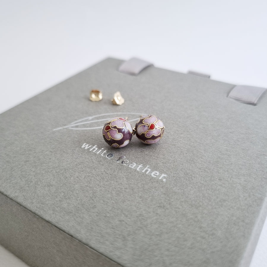 Cloisonné Earstuds 10mm (Basic) / Purple