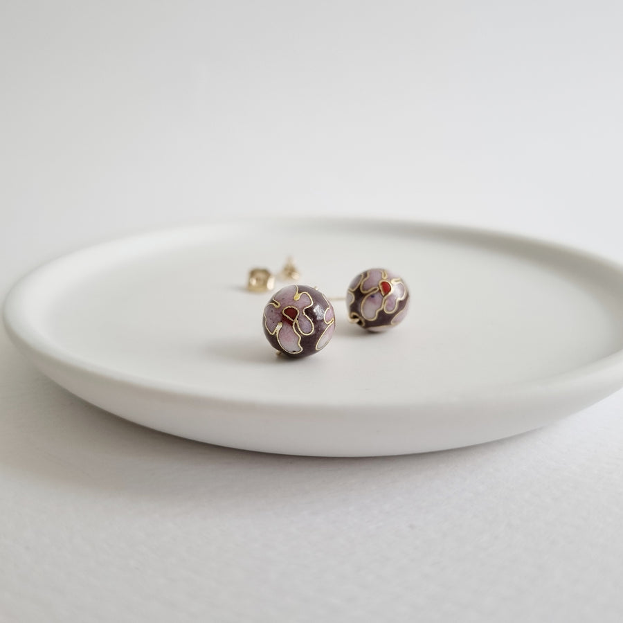 Cloisonné Earstuds 10mm (Basic) / Purple