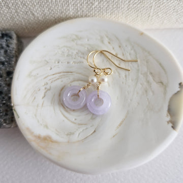 Lavender Jade Donut w/Freshwater Pearl Earrings (Small) | 14k Gold-filled