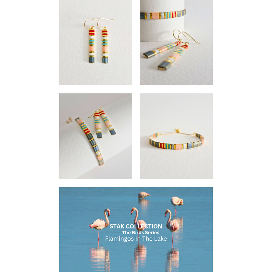 STAK Bracelet / Earrings (The Birds Series) / Flamingos In The Lake