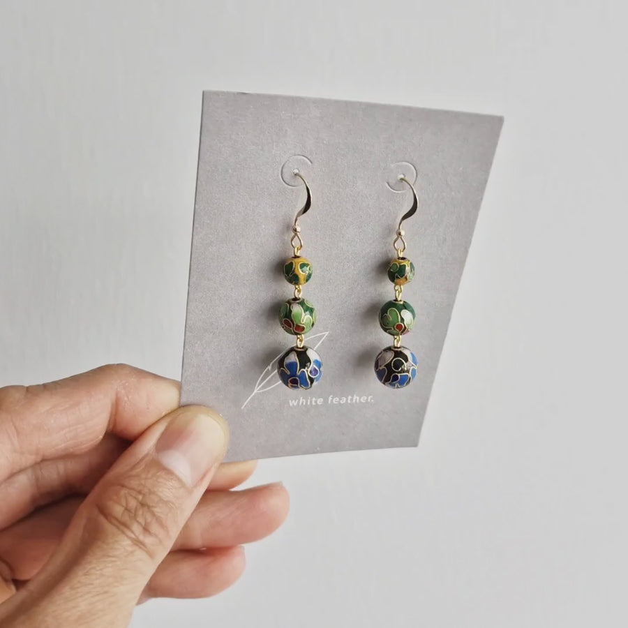 Aetheria Earrings (BkGY) / Cloisonne