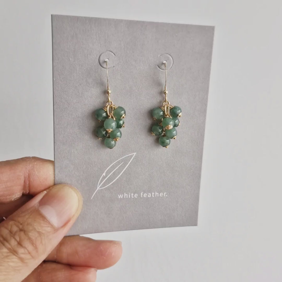 Seri Earrings / Bluish Green Jade | 14k Gold-filled