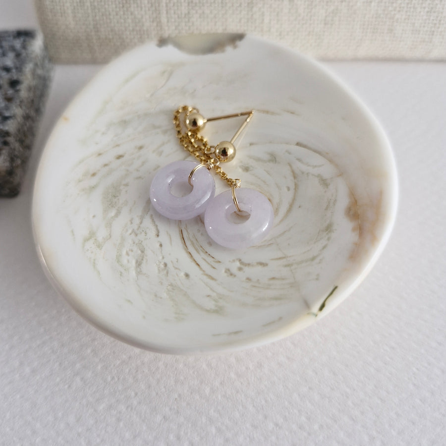 Lavender Jade Donut Chain Earrings | 14k Gold-filled