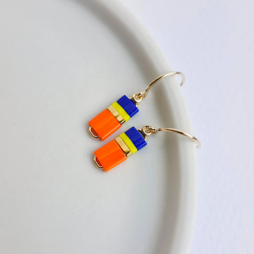 STAK Baby Earrings (Orange, Yellow & Blue) / Japanese Beads | 14k Gold-filled