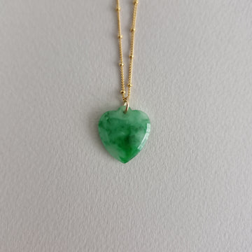 Heart Jade Necklace / 14k Gold-filled