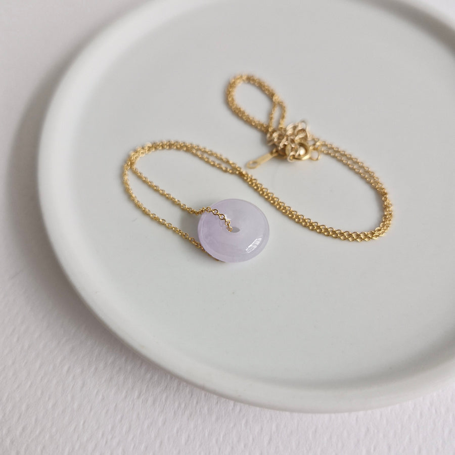 Lavender Jade Donut Necklace #16 | 14k Gold-filled