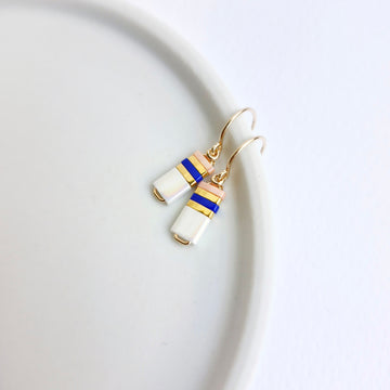 STAK Baby Earrings (White, Blue & Coral) / Japanese Beads | 14k Gold-filled