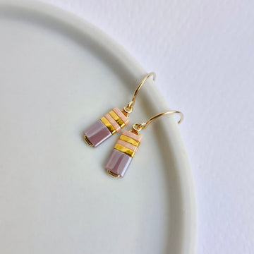 STAK Baby Earrings (Light Purple & Coral) / Japanese Beads | 14k Gold-filled