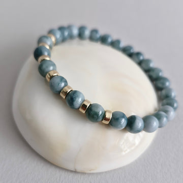 Forest Green Marbled Jade Stretchable Bracelet