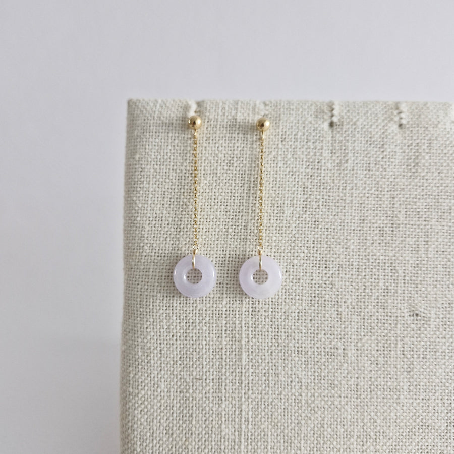Lavender Jade Donut Chain Earrings | 14k Gold-filled