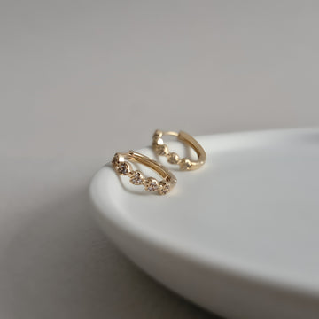 AMOR Demi-fine Heart Cubic Zirconia Pavé Hoop Earrings