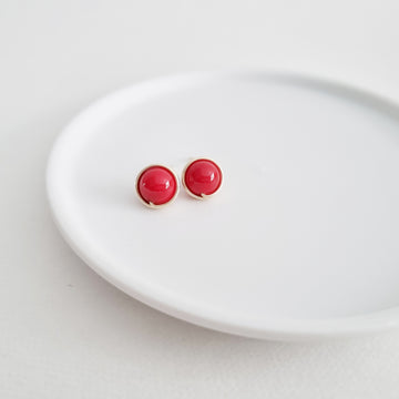 Red Shell Pearl Earstuds (Large) / 14k Gold-filled