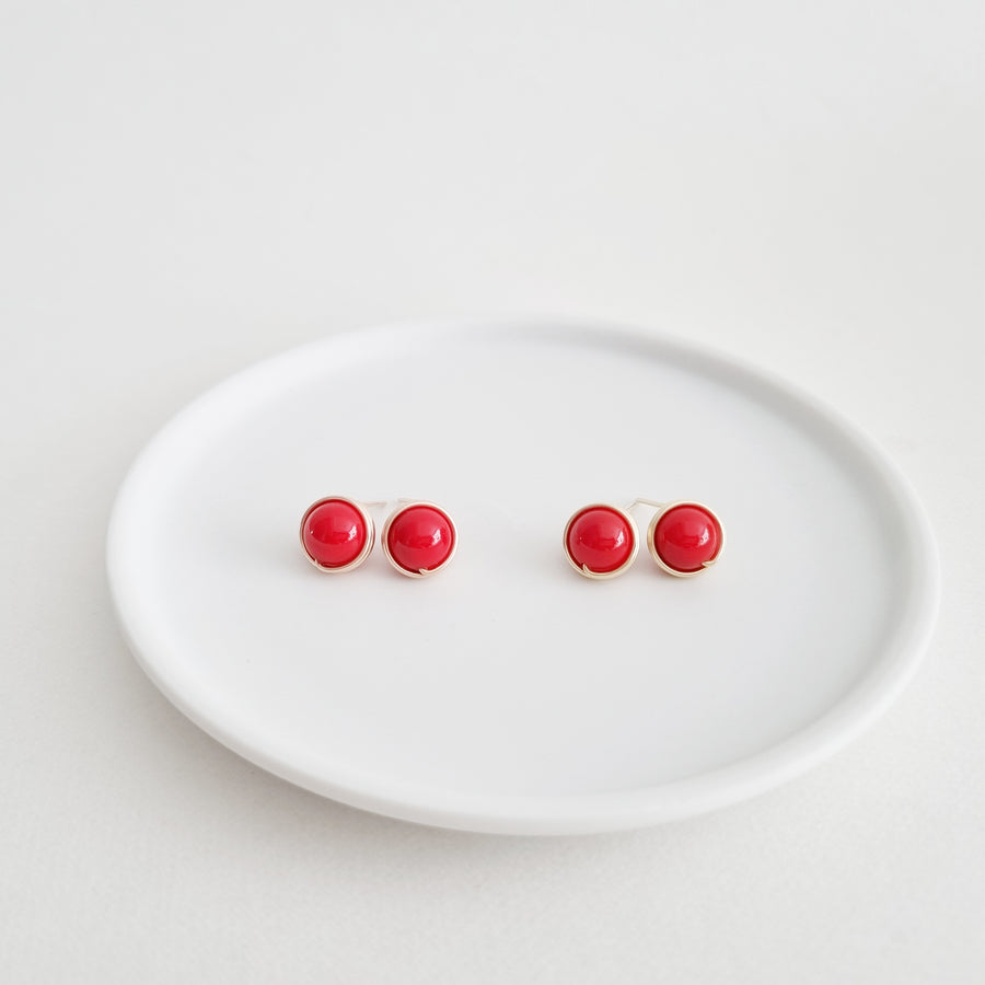 Red Shell Pearl Earstuds (Large) / 14k Gold-filled