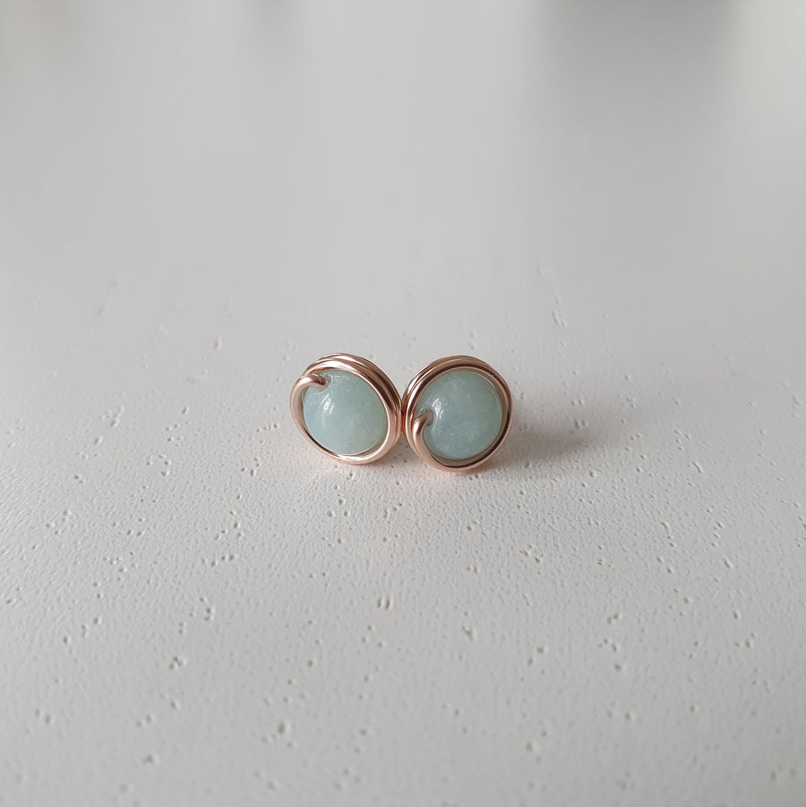 Light Seafoam Green  Amazonite Earstuds (Medium) / 14k Gold-filled