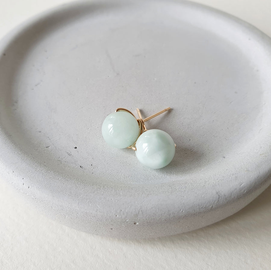 Green Angelite Earstuds 8mm (Basic) / 14k Gold-filled