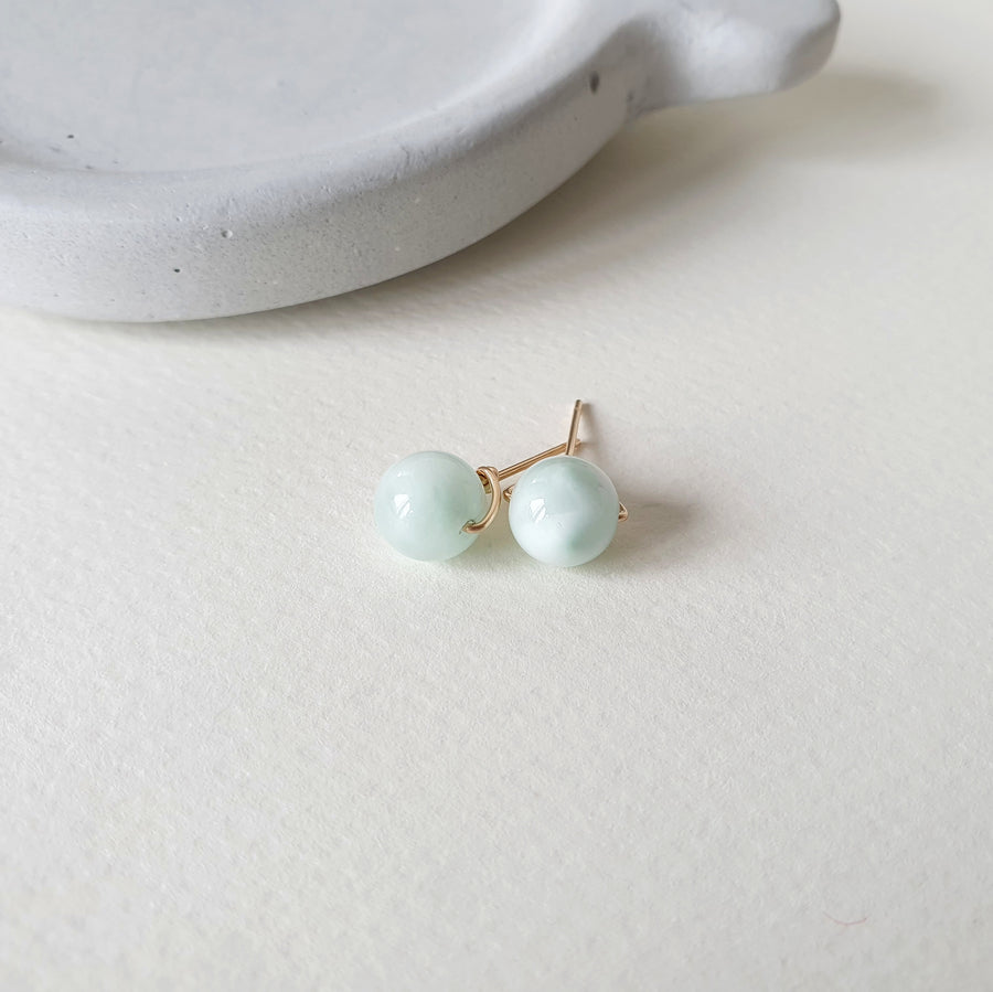 Green Angelite Earstuds 8mm (Basic) / 14k Gold-filled