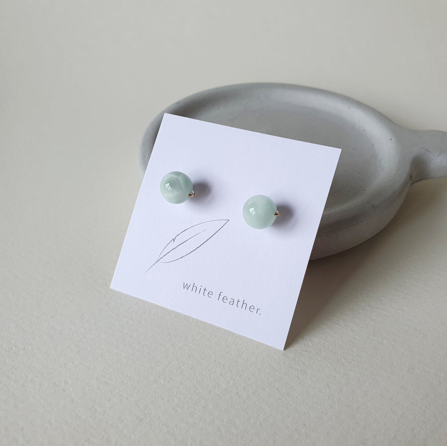 Green Angelite Earstuds 8mm (Basic) / 14k Gold-filled